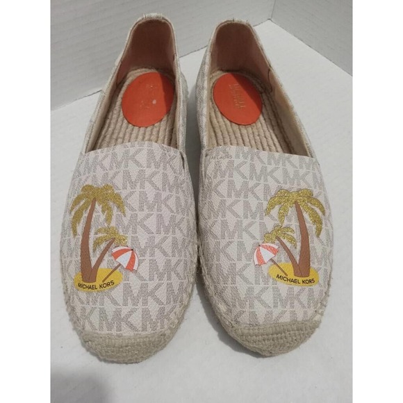 Michael Kors Shoes - Michael Kors ￼ espadrilles flats w/ Palm Trees Ivory womens shoe size 8
